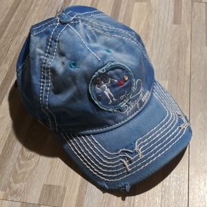 True Religion Cap Hat Torn Look Adjustable Strap